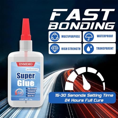 (2-in-1) Super Glue with Brush Applicator & Nozzle,Mess Free Superglue Brush,Instant Glue for All Purpose and Fast Setting,3000 CPS No Stain Waterproof Clear Ca-Glue — view 2