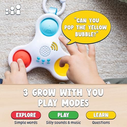 Chuckle & Roar - Pop It! and Learn Mini - Educational and Electronic Popping Toy - Learn Numbers & Letters in Spanish or English - Great for Ages 6 Months to 2 Years — view 3