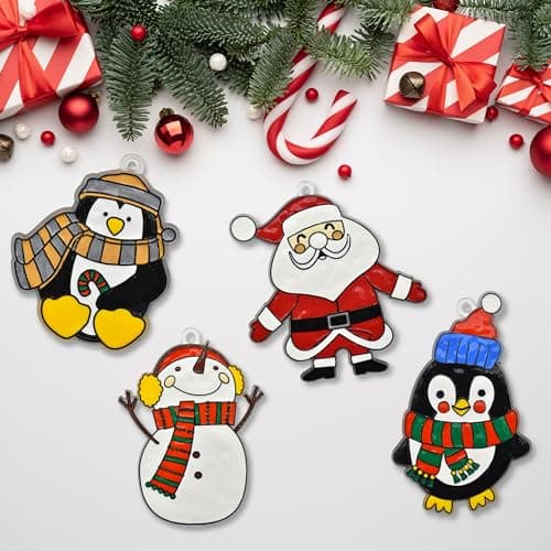 KOKO AROMA Create Your Own Suncatchers for Window Hanging – [24] Sun Catchers [12] Glitter Paints Arts and Crafts for Kids Holiday Christmas — view 3