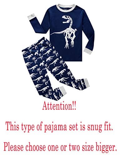 Family Feeling Dinosaur Little Boys Long Sleeve Pajamas Sets Cotton Pyjamas Kids Pjs Size 5 Blue