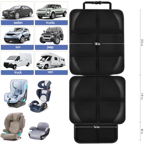 Spotmart Car Seat Protector Covers - for Child Carseat mat 600d Fabric Waterproof Non Slip Thickest Padding with Storage Pockets Cushion Protectors Large Size Prevent Dirt Scratches (Black 1) — view 2
