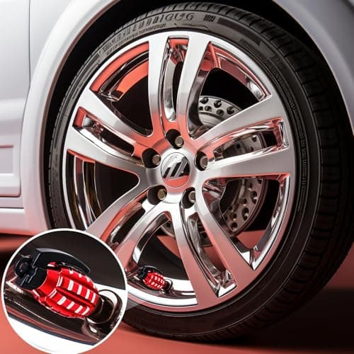 MEAJOO 4 PCS Tire Valve Stem Caps, Aluminium Alloy Tire Valve Stem Covers Universal for Cars, Trucks, SUV, Motorcycles, Bike and Bicycles (Red) — view 2