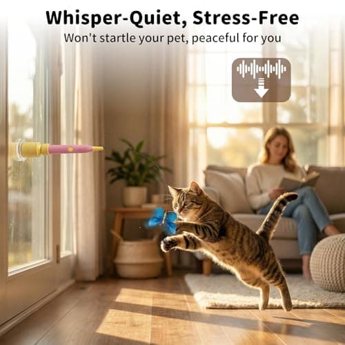 JoyBruko Interactive Cat Toys for Indoor Cats, Automatic Cat Wand Toy Enrichment for Bored Kitten, Spin Butterfly with Self-Holding Suction Base, Rechargeable Electric Moving Feather Stimulating Toy — view 3