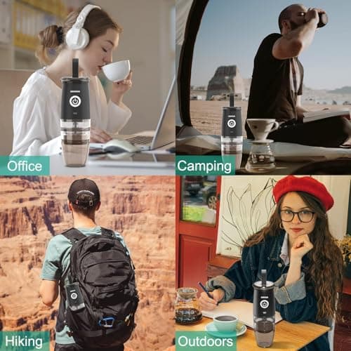 Portable Burr Coffee Grinder, Electric/Manual 2-in-1 Cafe Bean Grind Mill, USB Rechargable Mini Electric Coffee Grinder with 5 Grind Settings — view 5