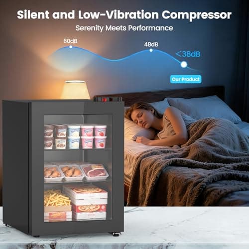 Kndko 2.4 Cu Ft Mini Freezer with Display Glass Door, 7 Adjustable Temperature Settings -10°F to -18°F, Upright Small Freezer With Removable Shelves Perfect for Ice Cream — view 3