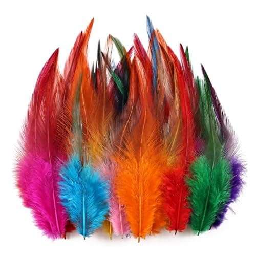 whitefeather Craft Feathers Bulk Pack - 300PCS Assorted Colorful Feathers for Crafting, Hat Decorating, Carnival DIY Projects (4-6 Inch Small Feathers, Synthetic Craft Materials) (Mix Color)