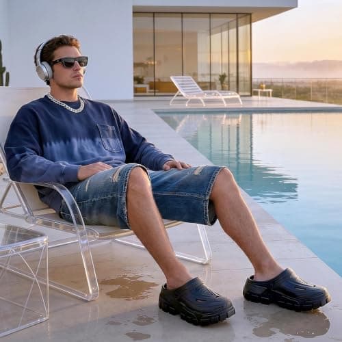 YASSIA Unisex Classic Clogs - Arch Support Sandals - Garden Shoes - Lightweight EVA Slip-On Slides (BlackWarrior Men8/W9.5 — view 2