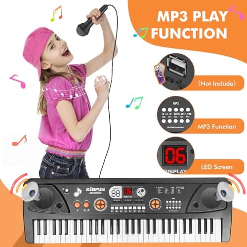 Drmukie 61 Key Beginner Keyboard Piano Toy for Kids with LCD & Microphone — view 2