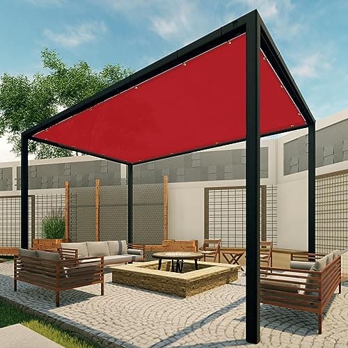 Patio Paradise 14' x 30' Sun Shade Cloth with Grommets Rectangle Shade Sail Canopy Pergola Cover with Straight Edge, UV Block Fabric for Backyard Deck Outdoor Activities, Red