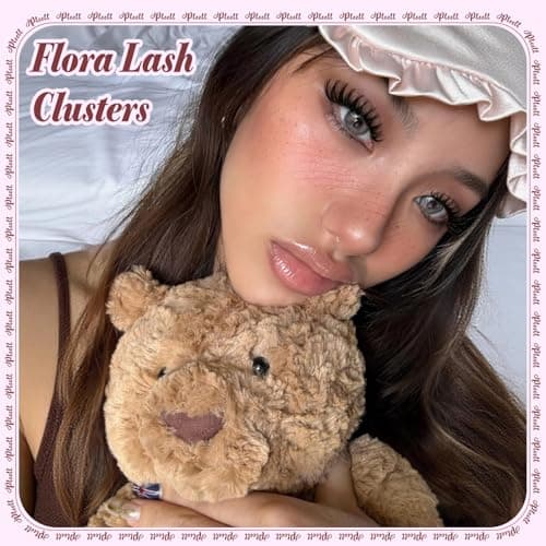 Flaunt Lash Clusters Wispy Eyelash Clusters 10-16mm DIY Cluster Lashes D Curl Natural Lashes Clusters Mink Lash Extensions with Thin Band for Daily Wear by Pleell