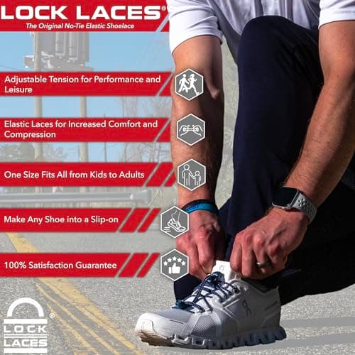 Lock Laces (Elastic Shoelace and Fastening System) (Black)