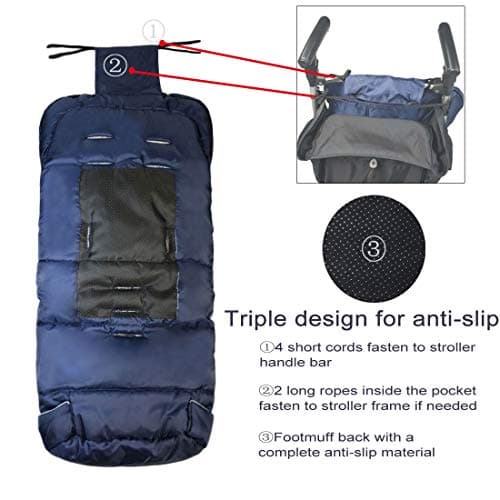 Anti-Kick Winter Waterproof Extendable Baby Bunting Bag Adaptable for Most Strollers Travel Gear Toddler Universal Stroller Footmuff 6-36Months Baby — view 3