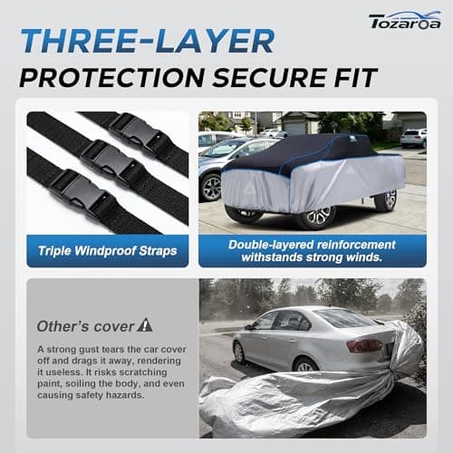 Hail Protector Car Cover for Truck(Length:up to 220inch) + Gift Windshield Sunshade, Multi-Layered EVA Hail Proof Car Cover, Padded Car Hail Protector Tacoma, C10, F100, Maverick,Gladiator etc. — view 4