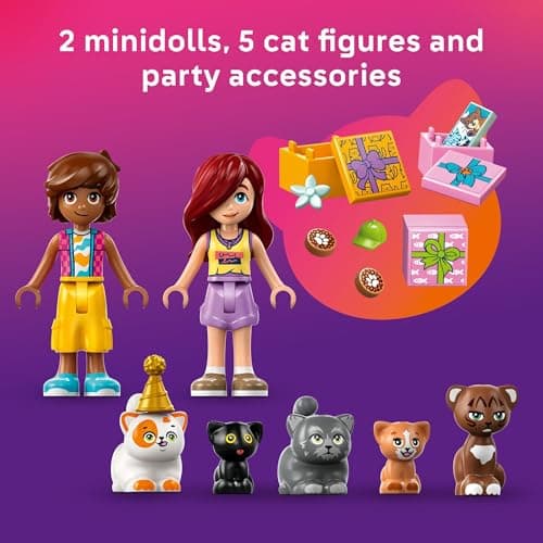 LEGO Friends Cat Birthday Party & Tree House Building Toy - Pretend Play Building Blocks W/Cat Toys & 2 Minidolls - Creative Storytelling Kids Toy for Girls and Boys, 9+ - Birthday Gift Idea- 42666 — view 4