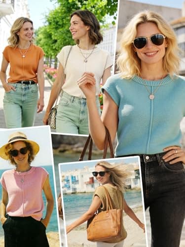Seiciviy Womens 2026 Summer Tops Western Boho Sweater Vest Fashion Trendy Casual Cap Sleeve Rodeo Cute Vacation Outfits Army Green — view 3
