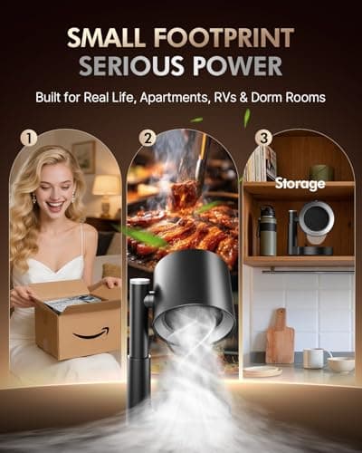 Portable Range Hood - Adjustable & 3-Speed Desktop Kitchen Exhaust Fan with Large Oil Cup & Low Noise, Detachable Filter Portable Exhaust Fan for BBQ, RV, Apartments, Dorm(Black) — view 3