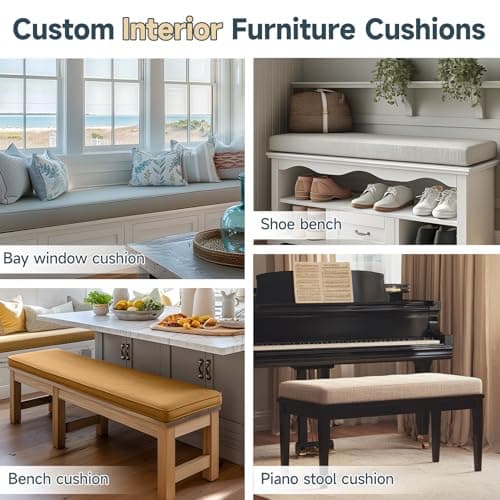 BayHomes Custom Size Bench Cushion for Indoor/Outdoor Patio Furniture/Window Seat Cushions.Premium 75D High-Resilience Foam.Waterproof (Custom Sizes/Colors/Non-Slip Method) — view 5