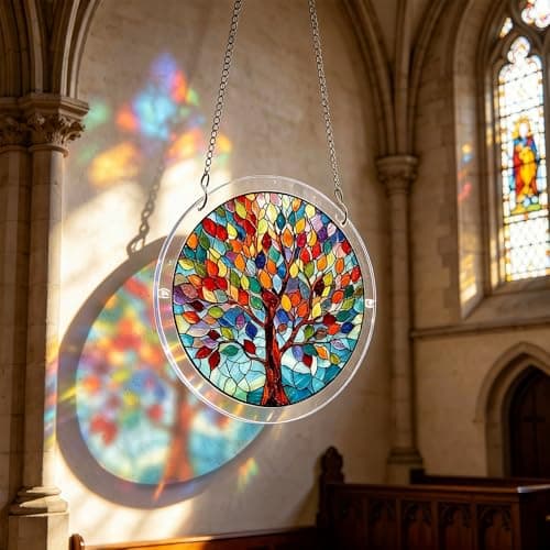 Acrylic Puzzle Suncatcher 83 Pieces, Dawn Blossom Sea Sun Puzzle Suncatcher, DIY SunCatcher for Window Hanging, Home & Garden Decor, Gift for Women, Mom, Friends (Emerald Flame Hummingbird, 7.4in) — view 2