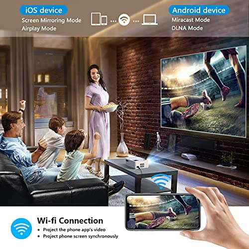 Native 1080P Projector with WiFi 6 and Two-Way Bluetooth, Full HD Video Projector for Outdoor Movies, 300" Display Projector 4k Home Theater, Compatible with iOS/Android/PC/XBox/PS4/TV Stick/HDMI/USB — view 3