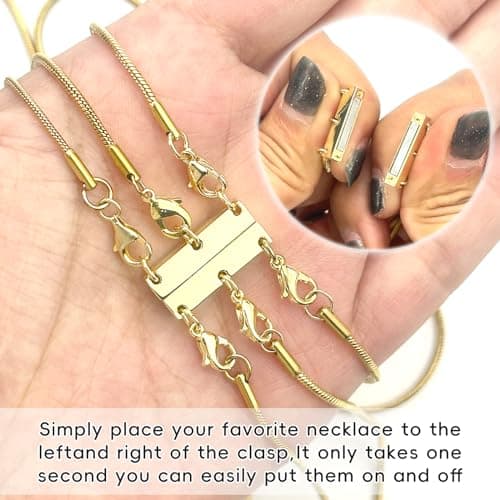 OHINGLT Multi Necklace Layering Clasp, Gold Necklace Separator for Layering, Strong Magnetic Clasps Jewelry Connectors for Layered Look — view 4