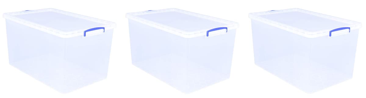 Really Useful Box Nestable Plastic Storage 83 Litre Clear (Pack of 3) — view 3