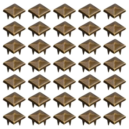 Hoxfly 100Pcs Square Rivets, 10 mm Four Jaw Square Spike Studs, DIY Leathercraft Spike Rivets, Metal Pyramid Rivet Studs for Leather Clothing Shoes Bracelets Handbags DIY Punk Rock Jewelry (Bronze) — view 7
