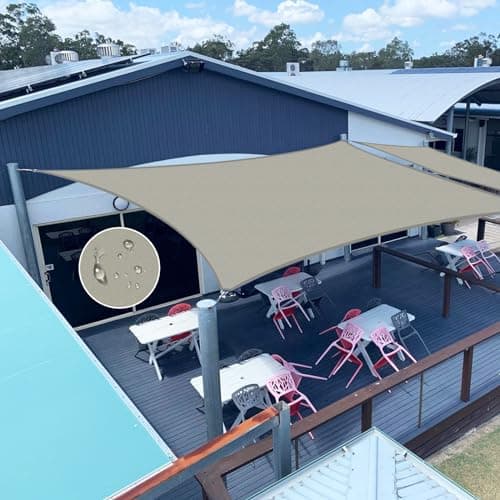 Jneaicn Shade Sail Waterproof Outdoor UV Sun Shade Sail Rectangle Gray 10'x 13' Protection Cool Party Beach Leisure Garden Accept Customization — view 3