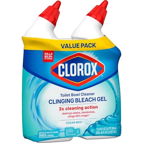 Clorox Toilet Bowl Cleaner Clinging Bleach Gel, Kills 99.9% of Bacteria and Viruses, Ocean Mist, 24 Fl Oz, Pack of 2 — view 11