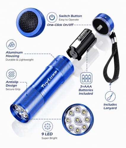 LED Mini Flashlights 6 Pack, 9-LED Small Flashlight with Lanyard, Assorted Color Aluminum Pocket Flashlight, AAA Battery Powered Handheld Lights for Kids, Camping, Home Emergencies, Night Reading — view 4