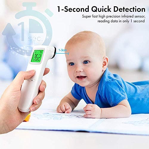 Digital Forehead Thermometer Non-Touch for Adults, Children, Baby, IR Sensors for Fast and Accurate Readings to Detect Fever and High Temperature, 3 Color LCD Screen, Records 35 Memory, Silent Mode — view 3