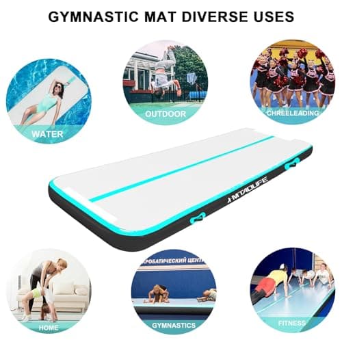 HMTAOLIFE Inflatable Gymnastics Air Mat Tumbling Track, 6.6/10/13/16/20ft Tumbling Mat Air Tumbling Track for Kids, Air Training Mat with Air Pump for Home/Water Fun/Gym/Yoga/Training/Cheerleading — view 2
