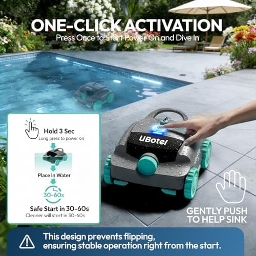 Pool Vacuum,UBoter E10 Cordless Robotic Pool Cleaner, Dual-Layer Filtration,Powerful Obstacle Crossing, Enhanced Edge & Corner Cleaning,120-Min for Above-Ground & Flat-Bottom Pools to 860 Sq.Ft — view 4