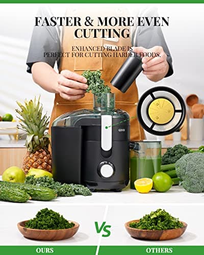 GDOR Juicer Machine, Electric Centrifugal Juicer with Titanium Enhanced Cut Disc, Dual Speeds with 2.5" Feed Chute, for Fruits and Veggies, Anti-Drip, Includes Cleaning Brush, BPA-Free Black — view 2