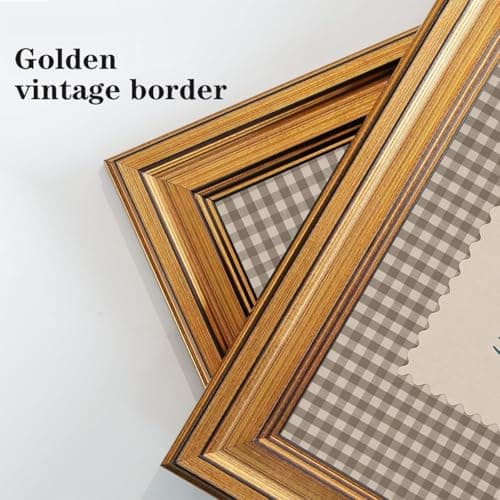 WZGZXU Vintage Gold Framed Wall Art How Lucky Are We Wall Decor Gingham Canvas Art Inspirational Pictures Painting Quotes Artwork Prints For Livingroom Classroom — view 4