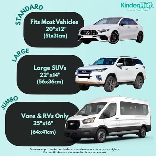 Car Window Shades - Certified 99.79% UVA & 99.95% UVB sun protection. Award winning car sun shade for side windows. 4 Pack (2 Transparency options) 20" x 12" -window shade for car baby by Kinder Fluff — view 3
