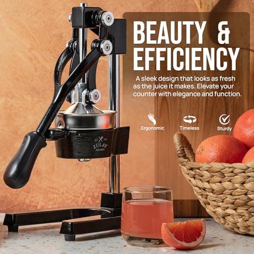 Zulay Kitchen Cast Iron Juicer - Manual Citrus Press and Lemon Squeezer - Premium Quality Heavy Duty Manual Juicer for Orange Juice and Lime Squeezer, Black — view 7
