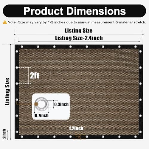 Artpuch 90% Sun Shade Cloth, 10 x 10 FT Pergola Shade Cover Canopy with Grommets, Sun Screen Fabric Tarp for Patio, Outdoor, Garden, Backyard, Mocha — view 3