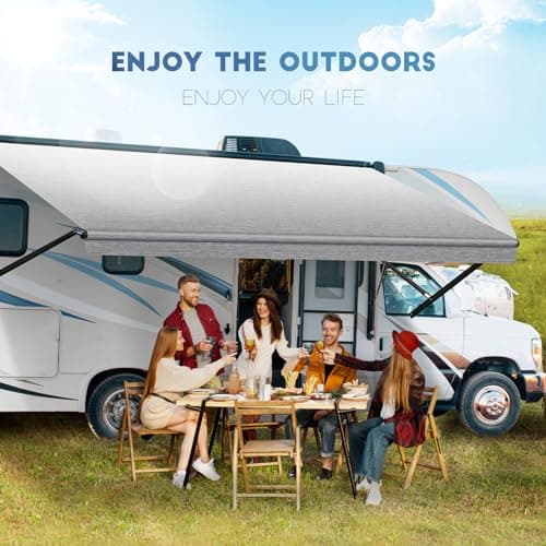 Somokg RV Awning Fabric Replacement, Heavy Duty 18.5oz Vinyl RV Awning Fabric, Universal Outdoor Canopy for Camper, Trailer and Motorhome (Gray Fade, 15FT(Fabric 14'2")) — view 6
