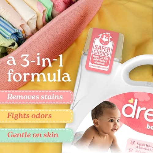 Dreft Baby Liquid Laundry Detergent, Gentle on Sensitive Skin Laundry Soap, 150 fl oz, 114 Loads (Packaging May Vary) — view 2
