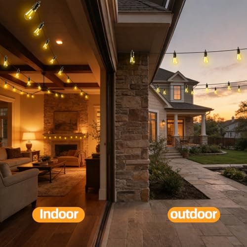 FUANXIEI Solar Lights Outdoor Patio Lights: S14 15M 50FT Solar Powered Remote Control 3 Light Modes Dimmable Solar Waterproof Light - Shatterproof Bulbs - Camping Backyard Garden Deck Outside Yard — view 8