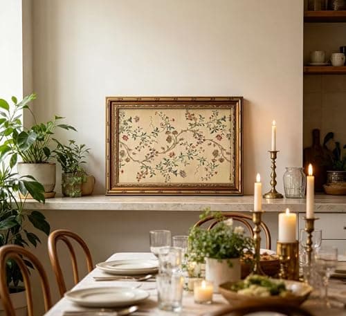 Vintage gold framed Floral Vine wall art Retro Beige Botanical Painting Canvas Prints Elegant Antique Flower French Leaf Wall Decor for Farmhouse Bedroom Living Room Home Decration 9x11in — view 5