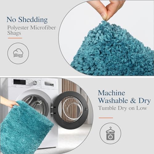 Walensee Bath Rug for Bathroom Non Slip Bathroom Mat (20 x 32, Teal) Water Absorbent Soft Microfiber Shaggy Bathroom Rug Machine Washable Bath Mat for Bathroom Thick Plush Shower Mat — view 3
