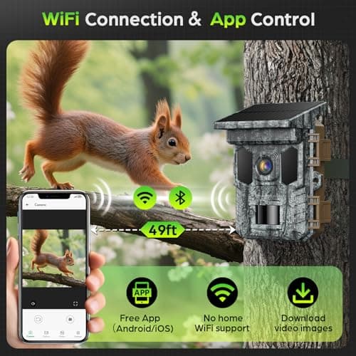 VIDVIS Trail Cameras-4K 64MP Game Cam with Night Vision Motion Activated Waterproof IP66, WiFi Solar Power 0.2s Trigger Trail Cam with 850nm Infrared LEDs, Wildlife Camera (Micro SD Card Not Included) — view 2