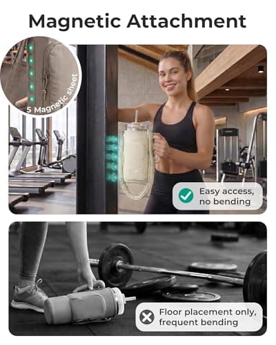 BAGSMART 40oz Magnetic Water Bottle Holder with Strap, Drink Carrier Bag Crossbody Gym Bag, Gym Accessories for Women/Men, Khaki