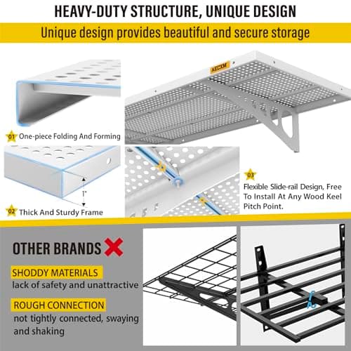 Aecxm 4pack-1.64x4ft Garage Wall Shelving Garage Storage Racks Wall Mounted Shelves Garage Wall Mounted Floating Shelves (White) — view 4