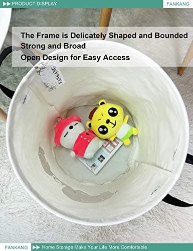 FANKANG Storage Basket, Nursery Hamper Canvas Laundry Basket Foldable with Waterproof PE Coating Large Storage Baskets for Kids Boys and Girls, Office, Bedroom, Clothes,Toys（Love Elephant） — view 3