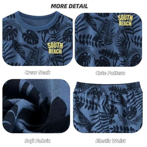 Toddler Boy Summer Outfits Clothes, Kids Boys Short Sleeve Cotton T-Shirt and Shorts Clothing Sets 2-7T (5-6 Years, Hawaiian style) — view 5