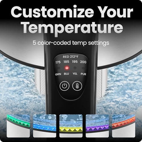 Chefman Electric Kettle with Temperature Control, 5 Presets LED Indicator Lights, Removable Tea Infuser, Glass Tea Kettle & Hot Water Boiler, 360° Swivel Base, BPA Free, Stainless Steel, 1.8 Liters — view 2