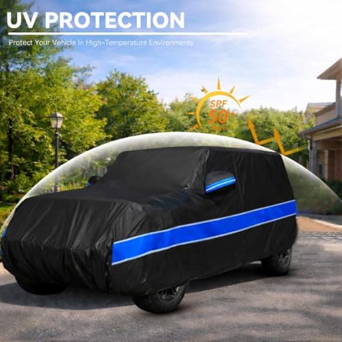 10-Layer Car Cover Compatible with Jeep Wrangler Cover Waterproof 4 Door All Weather,Sun Rain UV Dust Snow Protection,Full Exterior Car Cover with Door Zipper and Cotton Lining,Fit for CJ YJ TJ JK JL — view 6