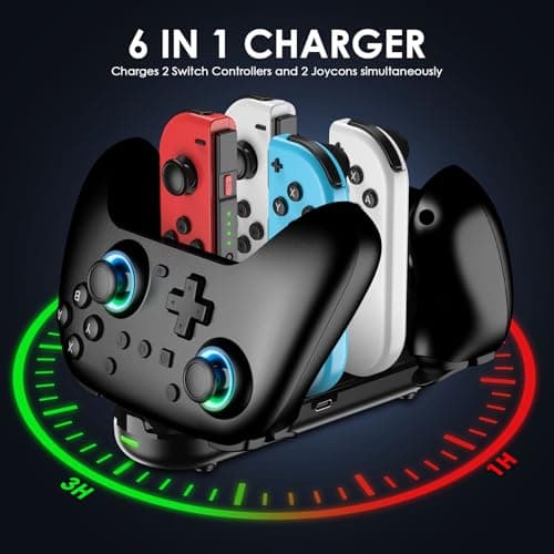 Switch Controllers 2 Pack with Charging Dock, Switch 2 Controller for Nintendo Switch/Switch 2/Lite/OLED, Wireless Switch 2 Pro Controller with RGB/Wake up/6-Axis Gyro/Dual Vibration/Turbo/Screenshot — view 3